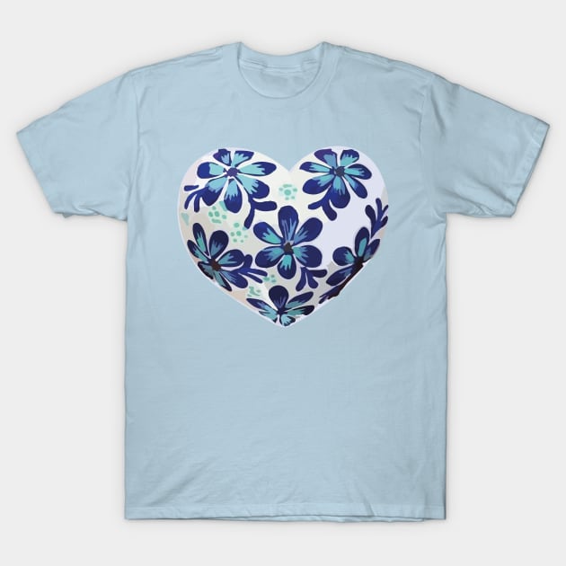 Mexican wooden heart oaxacan wood carving hand painted flower milagrito blue folk art interior design decoration T-Shirt by T-Mex